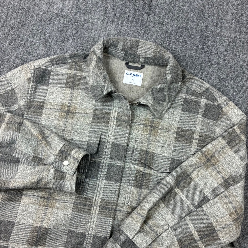 Old Navy Grey Plaid Zip Front Shacket Jacket Womens Plus Size 3XL XXXL
